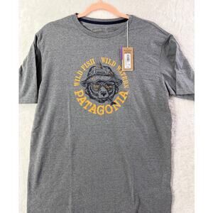 Patagonia Mens Wild Grizz Size S Gravel Heather Recycled Cotton/Poly Soft NWT